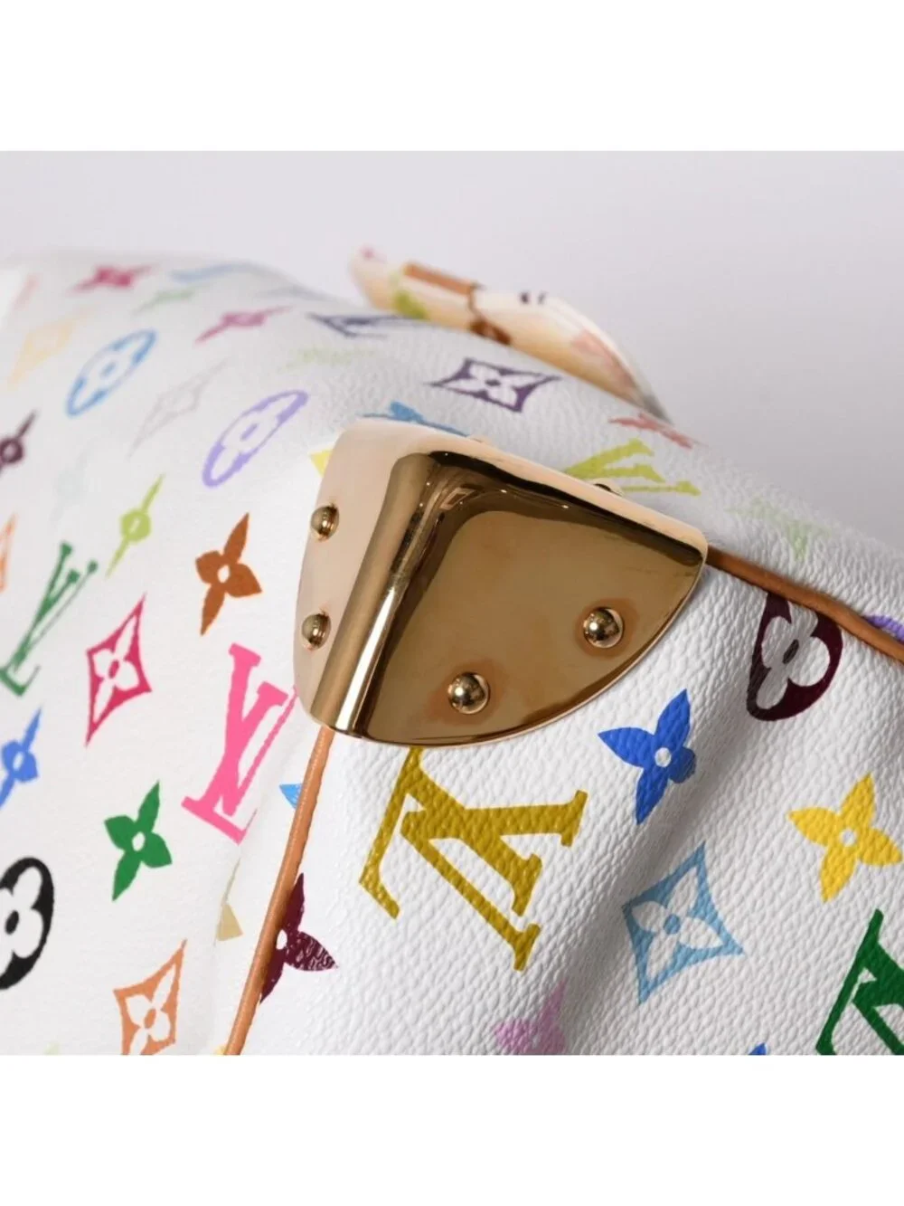 Louis Vuitton Speedy 30 Handbag Monogram Multicolor Takashi Murakami White